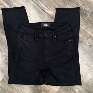 Paige Margot Crop Black Raw Hem Jeans Black Size 24